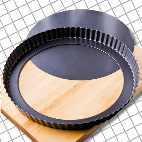 FIDZ PAN Tart Pan 9 Inch Removable Bottom- Carbon Steel Quiche Pan, Rust & Temperature Resistant Quiche Baking dish 550-600 °F- Non-Stick, Sturdy & Dishwasher Safe- Perfect for Baking Tarts