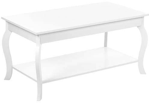 Beliani Table Basse Classique Blanche en MDF avec Etagère 101 x 55 cm pour Salon Hartford