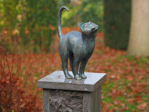 Thermobrass Bronzefigur stehende Katze Kater Dekofigur Wohndekoration - 24x31x8cm