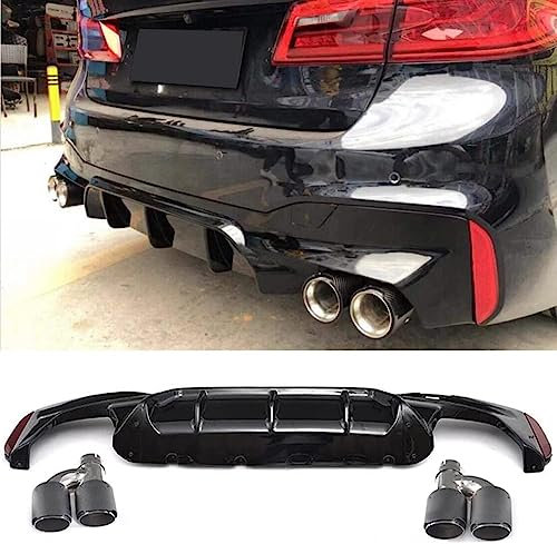 PRMTYUP Auto Heck Diffusor für BMW G30 G38 M Sport 540i Sedan 4-Door 2018 2019, Auto Heckstoßstange Spoiler Heckspoiler Kohlefaser Stoßstange Schützen Abdeckung Zubehör,with-Carbon-Fiber-Tips