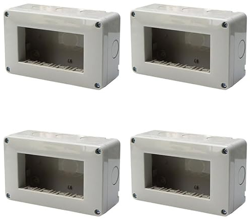 Scatola Porta Frutti Da Esterno IP40, Compatibile Con Vimar Plana (4, Custodia 4 Posti/Moduli)
