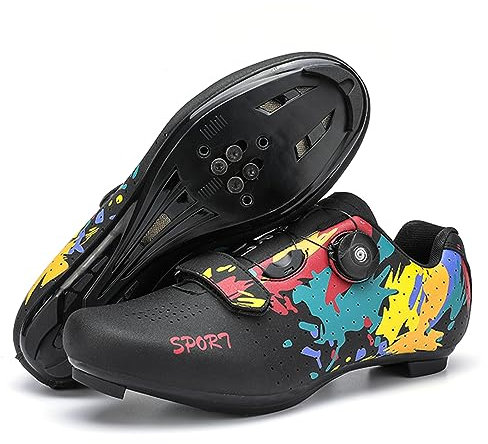 PENXZT Fahrradschuhe Herren Damen Rennradschuhe Radschuhe Kompatibel mit Look SPD SPD-SL Delta Lock Pedal Peloton Atmungsaktiv komfortabel Reitschuhe,Schwarz,41 EU