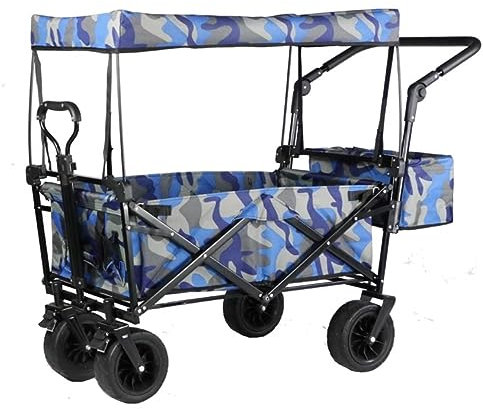 RUVOO Bollerwagen Faltbar Handwagen Campingwagen Klappbarer Gartenwagen Mit Baldachin, Robuster Wagen Mit 4 Rädern, Einkaufswagen Für Outdoor-Camping Am Strand Strandwagen Transportwagen (Color : C)