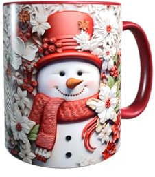 Druck-66 Weihnachtstasse Schneemann 3D Keramik Tasse Rund
