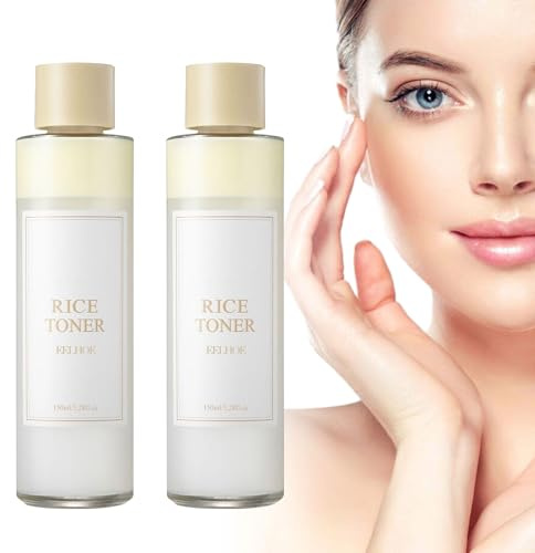 Rice Toner 2 Pezzi, 150ml Rice Water Toner, Tonico Idratante al Riso, Toner per Un'idratazione Profonda, Korean Rice Extracts, per Pelli Secche e Sensibili