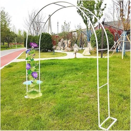 GueTTO Gartenbogen Metall Rosenbogen Torbogen Für Kletterpflanzen 1.2M 1.4M 1.8M 2M 2.4M 2.8M 3M 3.5M Breite Wetterbeständige Rankhilfe Rankgitter Rosengestell Rankenbogen,Weiß,W280*H220cm
