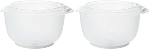 Chef Aid Contain 3 Mixing Bowls, Non-Slip Base, Soft Grip Handle, Microwave and Dishwasher Safe, Compact, Stackable, Ideal for Baking and Cooking,Off-White, 1.5 Litre, 2 Litre, 2.5 Litre (Pack of 2)