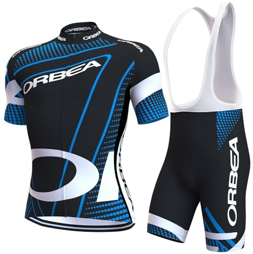 Herren Fahrradtrikot Set, Radtrikot kurzärmliges Set mit 19D-Gel-gepolsterten Shorts, Fahrradbekleidung Set für Mountainbikes