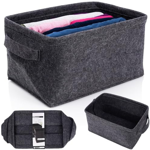 Vilde Aufbewahrungskorb Filzkorb Aufbewahrungsbox aus Filz faltbar schwarz | 36x27x20 cm