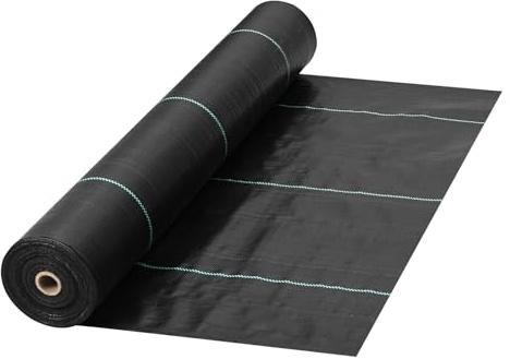 VEVOR Toile de Paillage, 0,9x91,4 m, Toile Anti-Mauvaises Herbes Géotextile Tissé Bâche Jardin Haute Perméabilité Densité 5,8 oz Tissu Paysager Textile sous-Couche pour Couverture Agriculture Potager