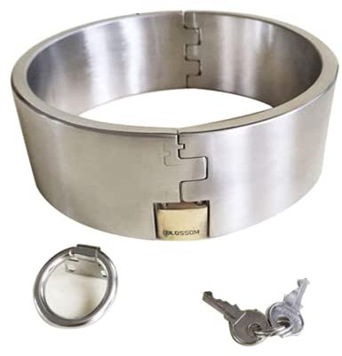 Edelstahl Slave Sex Halsbänder/Halskette, Schwer Metall Bondage Kragen Halsreif Fetisch Werkzeuge mit Vorhängeschloss Erwachsene Sexspiele für Paare,Frauen,Ø11.7cm