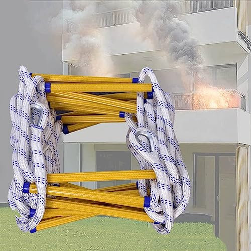 FGQCBBYC Feuerleiter, Feuerleiter, tragbare Strickleiter für die Notfallsicherheit, Wiederverwendbare, kompakte und leichte Externe Rettungsleiter für 2- bis 18-stöckige Häuser/30 m/98 Fuß
