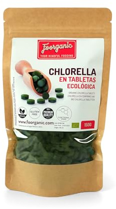 FOORGANIC Chlorella Ecológica en Tabletas Foorganic 150g | Superalimento Natural | Sin Aditivos | Producido en España | Vegano | Nutritivo | Detox | Depurativo