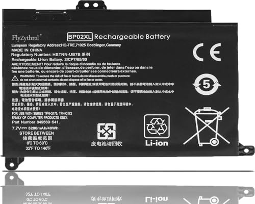 FlyZythrol BP02XL battery Compatible with HP Pavilion 15 series 15-AU000 | 15-AW000 15-AU010WM 15-AU063CL 15-AU091NR 15-AU010WM 15-au183sa 15-AU123CL 15-AW068NR 849909-850 BP02041XL TPN-Q175 5300mAh