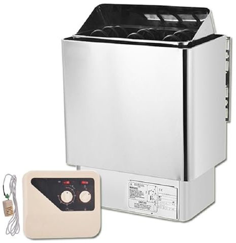 Calentador de sauna, estufa de sauna eléctrica de 4,5-9 Kw, calentador de sauna para baño de vapor con controlador digital externo, temporizador de 3 h y temperatura ajustable, para ducha ,9KW
