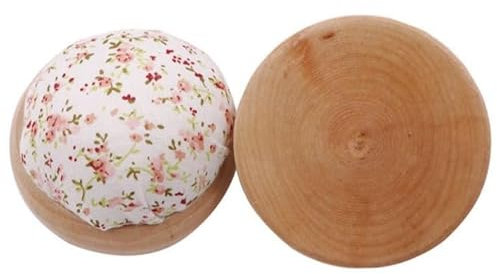 KFMON 1–4 Stück Baumwoll-Leinen-Nadelkissen mit Basis, handgefertigtes Nähzubehör, tragbares Nadelhalter-Nadelkissen aus Holz, Quilten, Basteln