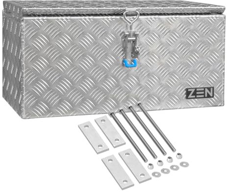 Deichselbox Alu Riffelblech 600 x 300 x 300 mm inkl. 2 Gasdruckfedern und Spannbügelverschluss, inkl. MON301, Anhängerbox, Staukasten, Daken ZEN, Edelstahlhaus GmbH