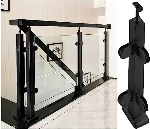 TYHAYJYK Kits de Pinces de Garde-Corps en Verre Noir en Acier Inoxydable, Poteau de Balustrade en Verre pour Plate-Forme intérieure, pour Balustrade de terrasse/Jardin Domestique/escalier d