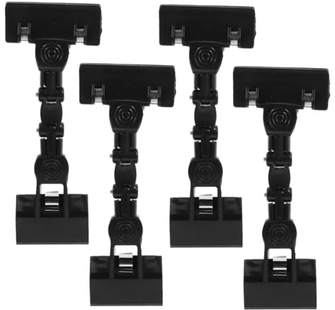 FOYTOKI 4pcs Pince à Documents à Double Tête en Plastique et Fer, Clip Multifonctionnel Flexible Positionnement Ajustable pour Bureau, École et Maison