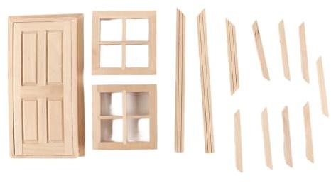 Enwye 1 Ensemble de Mini Meubles en Bois pour Maison de poupée à l'échelle 1:12, kit de Bricolage pour Portes et fenêtres