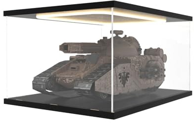 Nynelly Acryl Vitrine Schaukasten mit LED-Licht, Transparente Lego Schaukasten für Star Wars 75301 75402 75292, Lego 21327 21319, Staubdicht Plexiglas Acrylbox für Sammlerstücke, 40x30x20cm, Schwarz