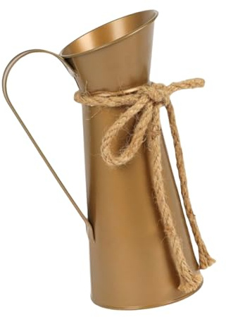 Country Metal Pitcher Vases With Twine Bowknot Accent Vintage Decors For Kitchen Centerpieces Florals Arrangements Farmhouses Iron Flower Vases