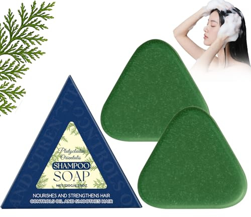 Shampoo Solido Triangolare, Sapone Shampoo Verde a base di erbe, Schiuma Ricca e Lunga Durata, Morbido per Capelli e Pelle Cavelu, Formato Viaggio Tutti i Tipi, 120 g (2 pezzi)