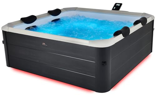 Spa Rigide connecté Oslo Aero Plus 6 Places 180x180 cm Gris Effet Bois – Hydromassages, 4 Coussins + bâche Inclus, pilotable par Application MSPA