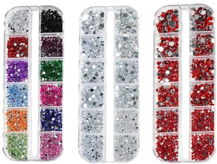 4700 paillettes glitterate per unghie, set di strass per nail art, adesivi per unghie in cristallo con pietre preziose e diamanti, colori assortiti/bianco AB/rosso misto