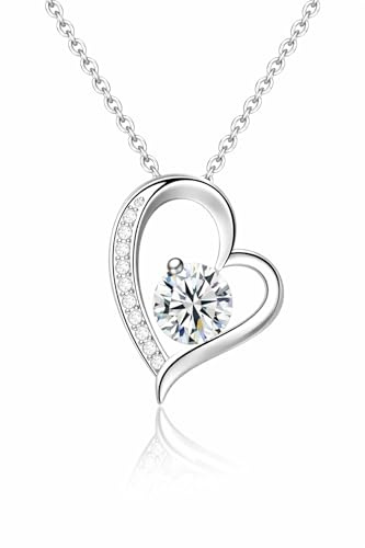 LORIÉS Damen Halskette Herz 925 Sterling Silber – Eleganter Herzanhänger mit Zirkonia – Inkl. Geschenkbox – Schmuck Geschenk für Frauen, Freundin zum Valentinstag, Muttertag oder Geburtstag