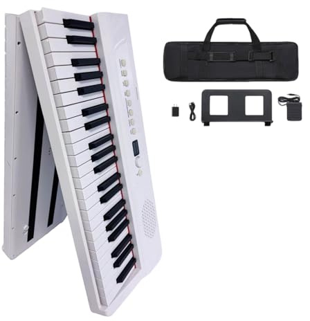 Bärbart Digitalpiano Digitalpiano 88 Tangenter Keyboard Med 128 Rytmer Och Keyboard Med Högtalare, För Studenter, Piano För Vuxna Nybörjare(White)