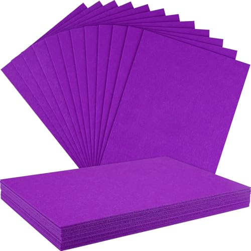 NEBURORA 12 Stück 2 mm dicke steife Filzplatten zum Basteln(Lila) | Dicke Polyester-Filzplatten, Patchwork-Näh-Bastelzubehör, Party-Dekorationszubehör, geeignet für Graviermaschinen