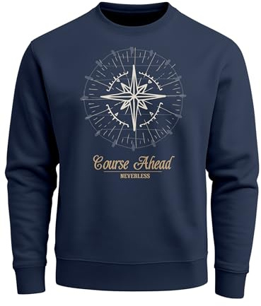 Neverless Herren Sweatshirt Pullover Kompass Windrose Navigator Segeln Rundhalspullover