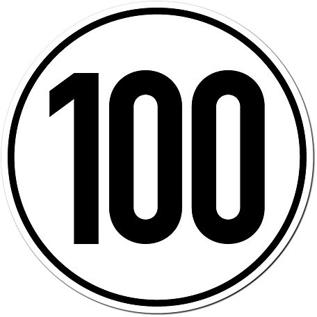 100 km/h Aufkleber Ø 20 cm - Geschwindigkeitsaufkleber nach DIN 1451 gemäß StVZO § 58, Fahrzeugaufkleber für Anhänger, Schlepper, Bus, LKW, waschanlagenfest, GreenIT