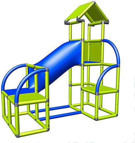 Moveandstic 6434 - Kletterturm Felix mit Blauer Krabbelröhre und Ausstieg (apfelgrün blau)