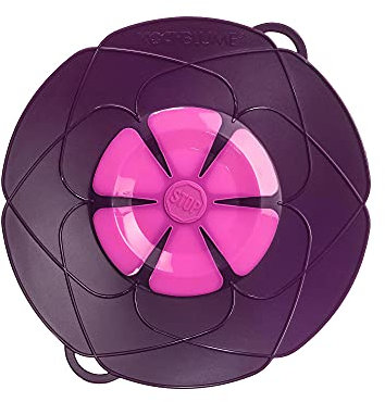Kochblume das Original, Silikon Überkochschutz für Töpfe und Pfannen, Mikrowellen-Deckel, Spritzschutz und Dampfgar-Aufsatz | (lila, M | Topfgröße 14-20cm)