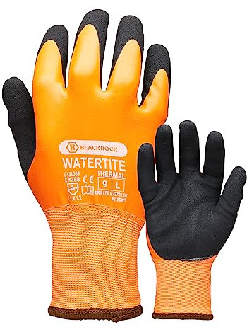 Blackrock Waterproof Thermal Work Gloves, Watertite For Men Women Unisex, Freezer Gloves, Fleece Lined, Accessories, Heated, Gardening Heavy Duty, Warm Insulated, Dry, Protection, Size 8/Medium