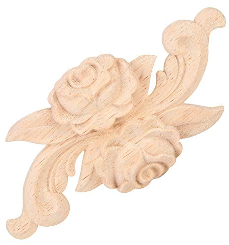 Mumusuki 4 Stück Holzblume Geschnitzte Ecke Onlay Applique Türschrank Vintage Style Möbel DIY Home Tür Wandschrank Rahmen Dekor(E)