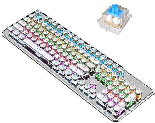 ARCH Retro Gaming Fissato La Tastiera Gaming, Pannello Interamente in Metallo con Il Gioco Meccanico USB Tastiera Gaming Tastiera di Computer Via Cavo for PC/Mac/Desktop Gamer