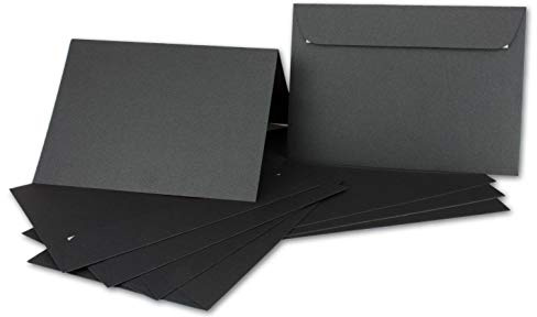 ARTOZ NORDANA 15x DIN A6 Faltkarten-Set mit DIN C6 Umschlägen - black glow - 300 g/m² - 10,5 x 14,8 cm - schimmerndes Papier zum Basteln & Drucken