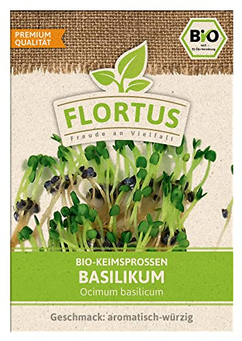 FLORTUS BIO Keimsprossen Basilikum | Gesunde & leckere Keimsprossen | Sprossensaat | Keimsprossen | Keimsaaten