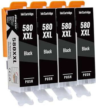 Kamo PGI-580XXL (4er-Pack) Multipack Druckerpatronen Kompatibel mit Canon 580 XXL - für Pixma TS705 TS6350 TR8550 TS6150 TS6351 TR7550 TS6250 TS6151 TS6250 TS6251 TS8350 TS8351 TS9150, TS8250, TR8550