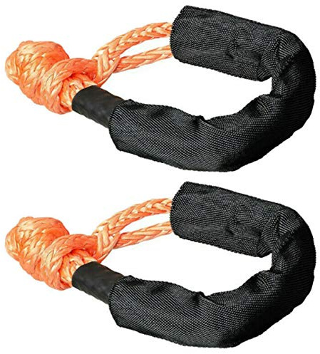 Riloer 2 pièces Corde à Manille Souple Sangle de récupération de remorquage synthétique pièces Automobiles Corde de remorquage, Orange