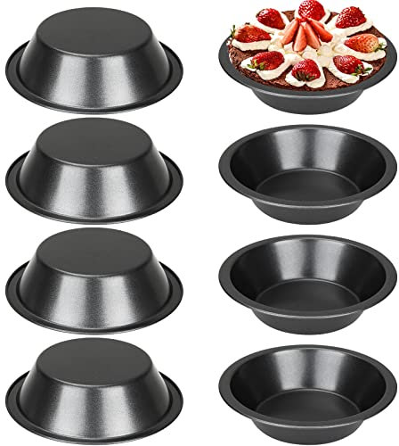 JMIATRY 12 Pcs Pie Dishes, Non-Stick Individual Pie Dish, Carbon Steel Round Mini Tart Tins Coating Quiche Baking Moulds for Baking(11x7.8x3cm)