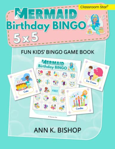Mermaid Birthday Bingo: 5 x 5, Fun Kids' Bingo Game and Birthday Party Activity Book