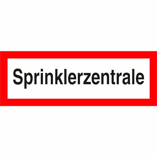 Indigos UG - Schild Brandschutz Sprinklerzentrale - 29,70 cm x 10,50 cm - Warnung - Sicherheit - Hotel, Firma, Haus - Aluverbundplatte 3mm - Hinweisschild - Warnschild