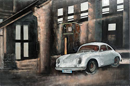 Vintage Line Handgefertigtes Metallbild verschiedene Motive 3D-Bild ca.115x75cm (Rennwagen) (Rennwagen Front)
