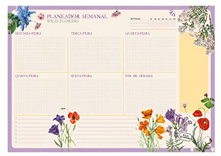 Grupo Erik Wochenplaner Tischkalender Block A4 - Kalender Planer Botanical Wild Flowers auf Portugiesisch