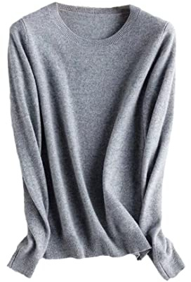 Pull en laine de cachemire pour femme - Col rond - Pull basique chaud