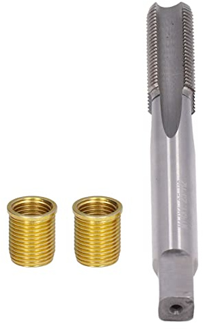 Dioche Zündkerzengewinde Reparatursatz, Zündkerzen Gewindeloch Reparaturwerkzeuge, Metall M12 x 1,25-Einsätze, M14 x 1,25-Gewindebohrer, 14mm Gewindebohrer Set für Benzinmotoren und Generatoren